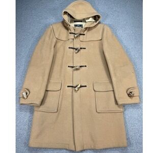 Gloverall Duffle Coat Mens 40 Tan Camel Wool Blend Toggle Hooded Made In England